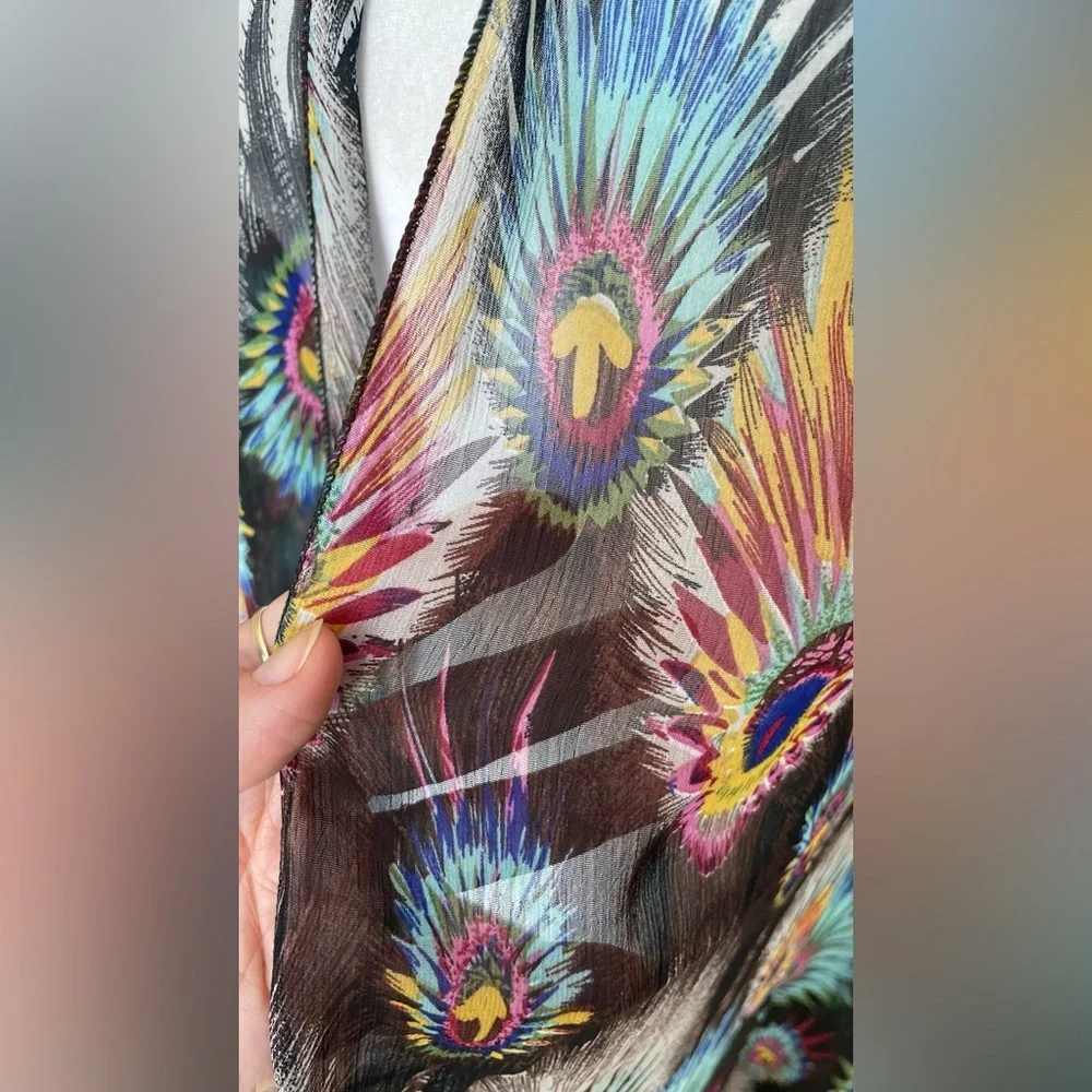 Peacock Feather Print Wrap Shawl Scarf